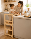Torre de Aprendizagem Montessori 4 em 1 com Altura Regulável em Madeira para Crianças – Play Grow Kids