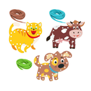 Kit 3 Alinhavo de Madeira Brinquedo Educativo Bicho Animal MDF e Cordão